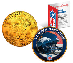 Denver Broncos Nfl 24K Gold Plated Ike Dollar Us Coin *Officially Licensed* - £7.54 GBP