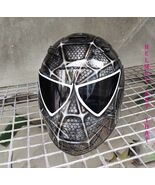 BLACK SPIDER MAN CUSTOM AIRBRUSHED MOTORCYCLE HELMET - $325.00