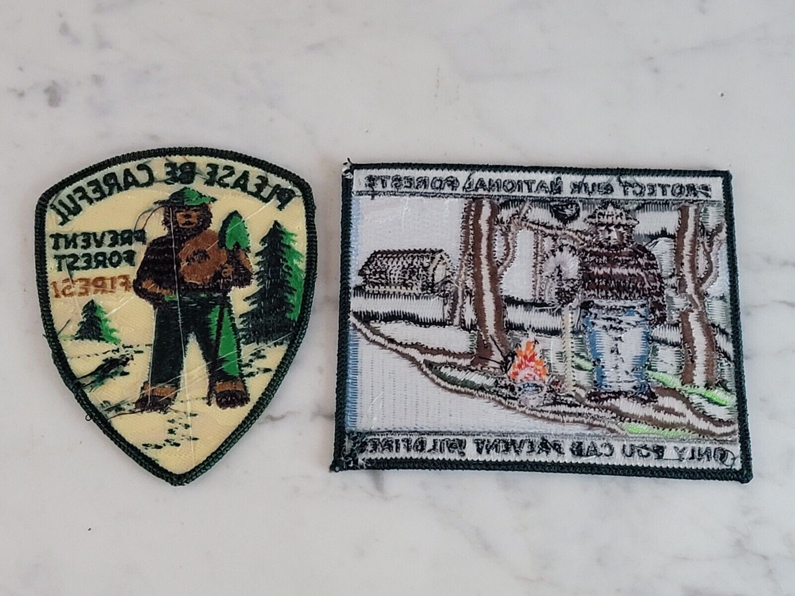 Primary image for 2 Vintage Collectible Smokey the Bear Park Ranger Patches  E958