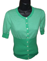 Banana Republic Ladies small green with white stripes soft knit top - £7.77 GBP