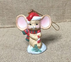 Vintage Kitsch Porcelain Big Ears Mouse Christmas Ornament Holiday Festive - £5.42 GBP