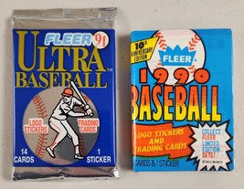 1990 &amp; 1991 Fleer Baseball Cards Lot of 2 (Two) Sealed Unopened Packs x, - $12.58