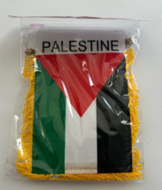 Palestine MINI BANNER FLAG with BRASS STAFF &amp; SUCTION CUP. - $5.89
