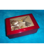 Vintage WESTLAND Red Lacquer Jewelry Music Box-Hummingbird (PLAYS MEMORIES) - £18.87 GBP