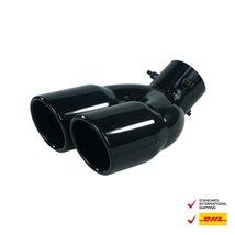muffler cutter tail exhaust black glossy branch 2 dual double tip - £72.57 GBP