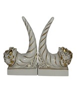 Vintage Elegant Cornucopia Horn of Plenty White with Gold Trim Pair of B... - €25,00 EUR