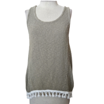 Olive Green Knit Tank with Tassel Fringe Size Small - £19.83 GBP