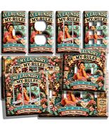 MY LAUNDRY MY RULES WASH ROOM RETRO 50S CUTE GIRL LIGHT SWITCH OUTLET WA... - $8.49+