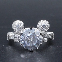 Mickey Mouse Diamond Ring, Three Stone Delicate Ring,Wedding Ring,Valentine Ring - £87.95 GBP