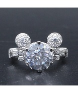 Mickey Mouse Diamond Ring, Three Stone Delicate Ring,Wedding Ring,Valentine Ring - $110.00
