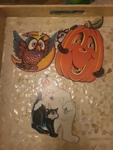Set of 3 Beistle Co. USA Halloween Die Cut Owl, Pumpkin And Ghost USED - £10.41 GBP