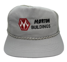 Vintage Morton Buildings Hat Cap Gray Mesh Back Zipper Adjust YoungAn One Size - £13.97 GBP