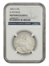 S.S. Republic: 1858-O 50C NGC Shipwreck Effect - £360.53 GBP