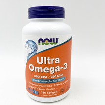 Now Foods Ultra Omega-3 500 EPA 250 DHA 180 Softgels Cholesterol-Free Exp 7/25 - $19.99