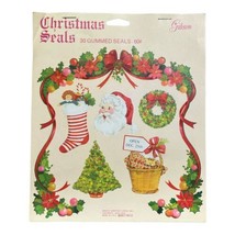 New Unused Vintage Gibson 30 Gummed Christmas Seals Santa Wreath Tree St... - $279.59 MXN