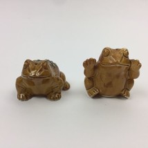 VTG Ceramic Toad Frog Salt &amp; Pepper Shakers Japan Used - $14.84