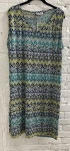 Avenue Women&#39;s Green Polyester Blend Tribal Ikat Coverup Sleeveless Dres... - £10.45 GBP