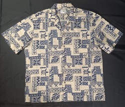 Ho Aloha Hawaiian Aloha Tapa Glyph Print Shirt, Short Sleeves Mens XL - $27.72