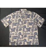 Ho Aloha Hawaiian Aloha Tapa Glyph Print Shirt, Short Sleeves Mens XL - £21.79 GBP