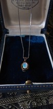 VINTAGE 1950-s 925 Silver and Gold Opal Pendant on modern 925 Silver Chain - £75.77 GBP