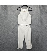 Tabloid Capi Pants and Tank Top Set Woman Large White Embroidered, Zip, ... - $16.82