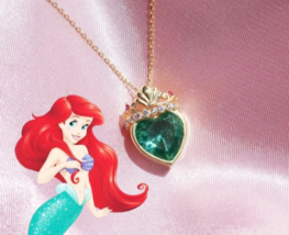 Ariel Crown Charm Necklace Disney Ariel Melody Necklace Mermaid Princess Pendant - £31.65 GBP