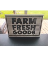 Farmhouse Wall Decor Distressed Farm Fresh Goods Rustic Sign - £11.65 GBP