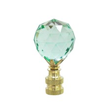 Light Green Faceted Crystal Lamp Finial In Brass Plated Finish, 2 1/4&quot; Tall (1 P - £23.14 GBP