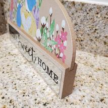 Decorative Wooden Plaque, Home Sweet Home, Bluebirds with Nest and Flowers image 5