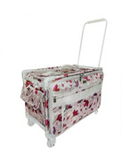 Tutto 2XL Sewing Machine Trolley Rose Gray with Pink Daisies Gray Frame - $440.95