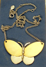 Avon BUTTERFLY Pendant Necklace Silver &amp; Gold Tone Motif on Adjustable C... - £15.70 GBP