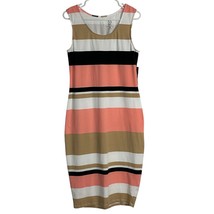 NY&amp;C Dress Womens Large Pink Black White Striped Sheath BodyCon Knit Str... - $24.99