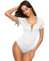 Women&#39;s Sexy Zippered Short Sleeve Bodysuit - Fast Shipping!!! - $15.99