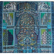 Hermes Shawl Tapis Persans 140 cm silk scarf stole blue Persia carpet - £1,209.91 GBP