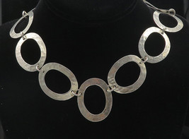 ATI MEXICO 925 Silver - Vintage Hammered Open Circle Chain Necklace - NE1415 - £133.40 GBP