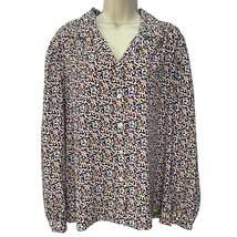 Leslie Fay Haberdashery Long Sleeve Blouse Womens Size 18 Blue White Flo... - £19.74 GBP