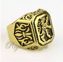 Lion of Judah Gold Rings Unisex Jewelry Handcrafted 925 Silver Leo Zodiac Signet - £40.71 GBP