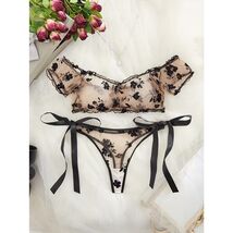 Elegant Sheer Floral Off-Shoulder Delicate Mesh Crop Top Lace Lingerie S... - $24.99