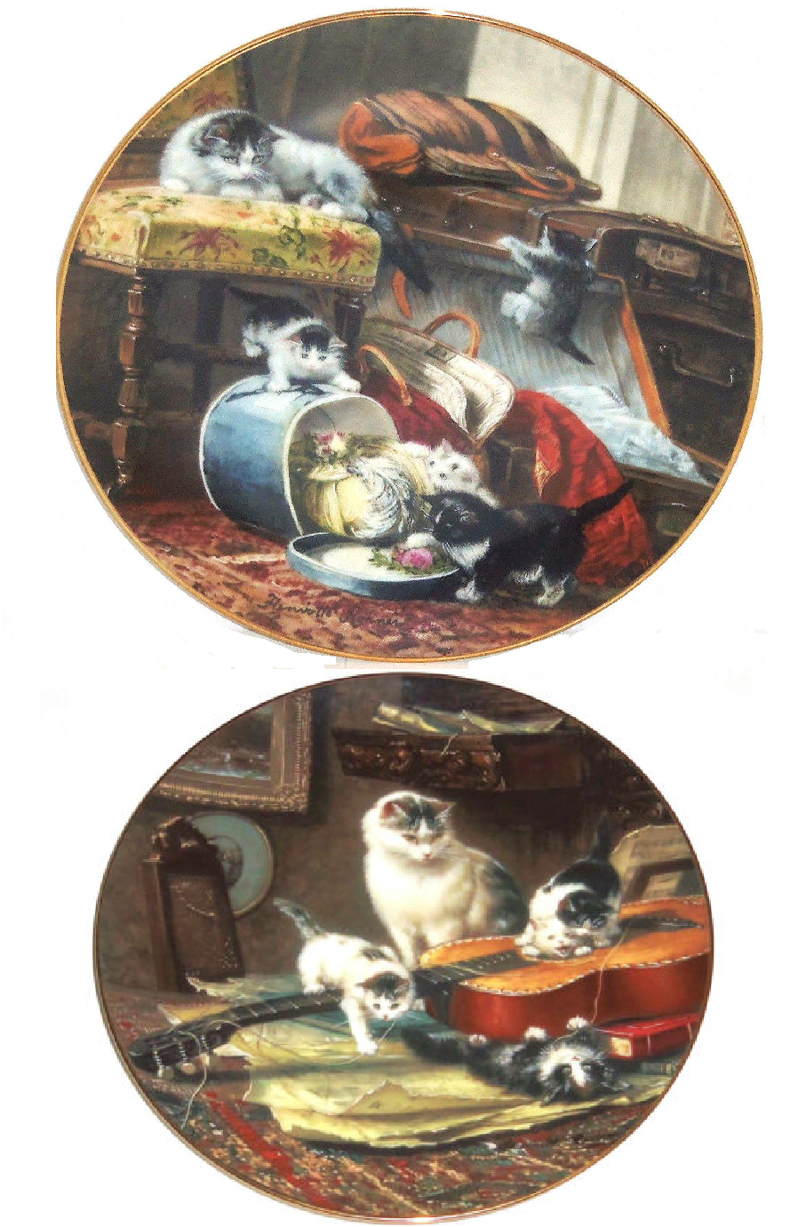 Victorian Cat Kitty Kitten Collector Plate W S George Henriette Renner - £39.92 GBP