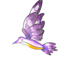 Purple Stained Glass and Metal Hummingbird Ornament Outdoors or indoors ... - $10.84