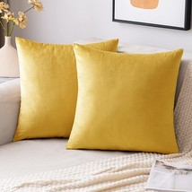 Lemon Yellow 18X18-Inch Pack Of 2 Decorative Sq\. Velvet Throw Pillowcase Soft - £31.11 GBP