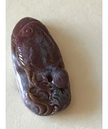Finely Carved Mottled Cranberry &amp; Cream Swimming Ocean Fish w Seawead St... - £24.55 GBP