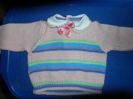 PLAYMATES TOYS/PINK KNIT SWEATER/LONG SLEEVES/CUFFS &amp; TURN DOWN COLLAR/R... - £7.44 GBP