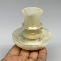 178g, 2.6&quot;x1.4&quot;x3&quot;, Natural Green Onyx Candle Holder Gemstone Hand Carved, B3213 - £35.71 GBP