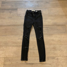 Hollister Denim Jeans ~ Sz 1S ~ Black ~ High Rise ~ 26&quot; Inseam ~ Distressed - £15.47 GBP