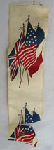 WWI silk ribbon allies flags US France Britian scrap antique textile fabric - $22.00