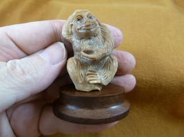 (tb-mon-4) tan Gorilla Tagua NUT palm figurine Bali detailed carving ape... - £34.15 GBP