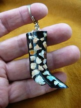 (KEY-5) white Mexican Opals opal Western boot black keychain chain key ring - $25.23