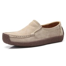 DONGNANFENG Gril Female Women&#39;s Cow Suede Genuine Leather Shoes Flats Slip On Wo - £40.34 GBP
