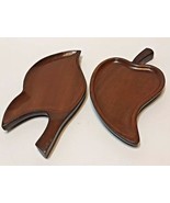 Tiki Style Mahogany Leaf Serving Trays Wood Made In Haiti Lot of 2 - £9.88 GBP